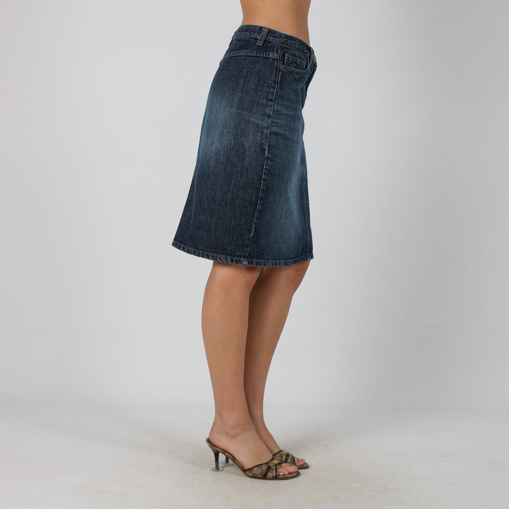 Blue Y2K Sisley Denim Midi Skirt (M)
