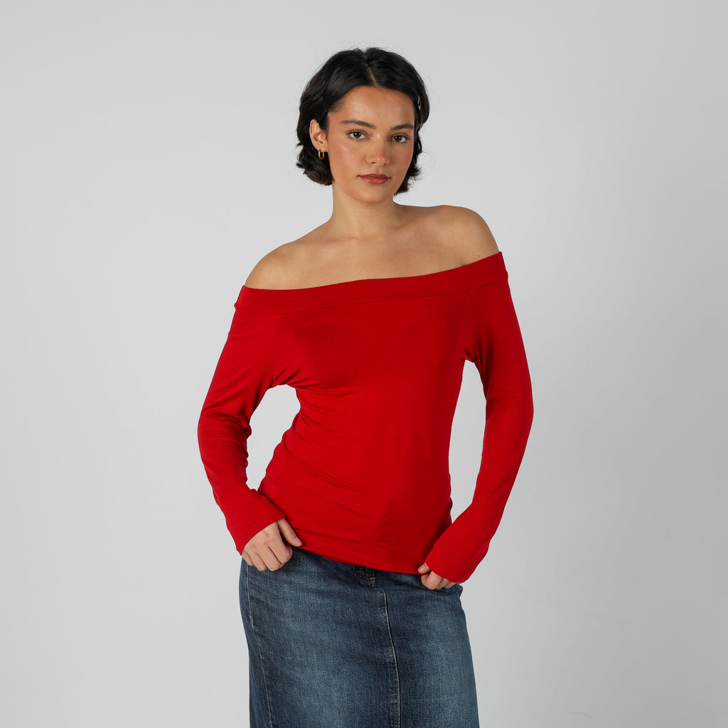 Red Y2K Long Sleeve Top (S)