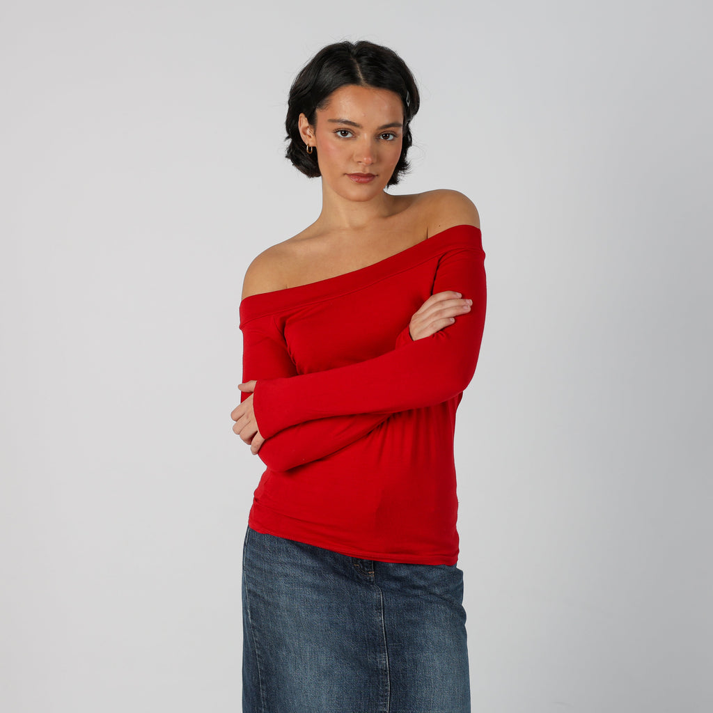 Red Y2K Long Sleeve Top (S)