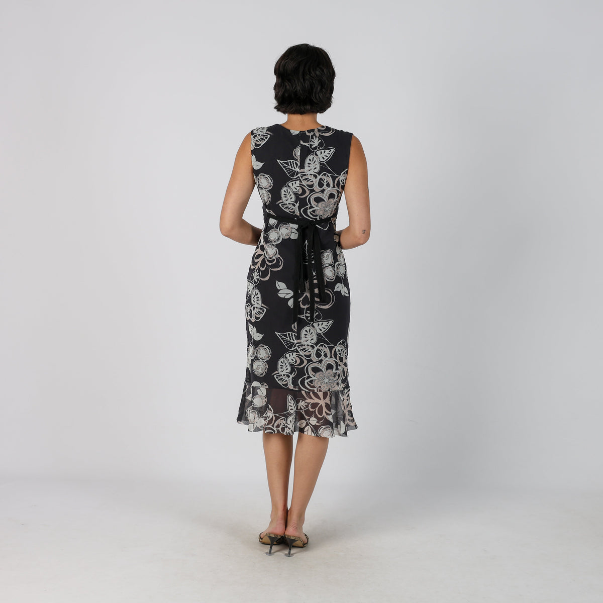Black Y2K PennyPull Woven Midi Dress (S)