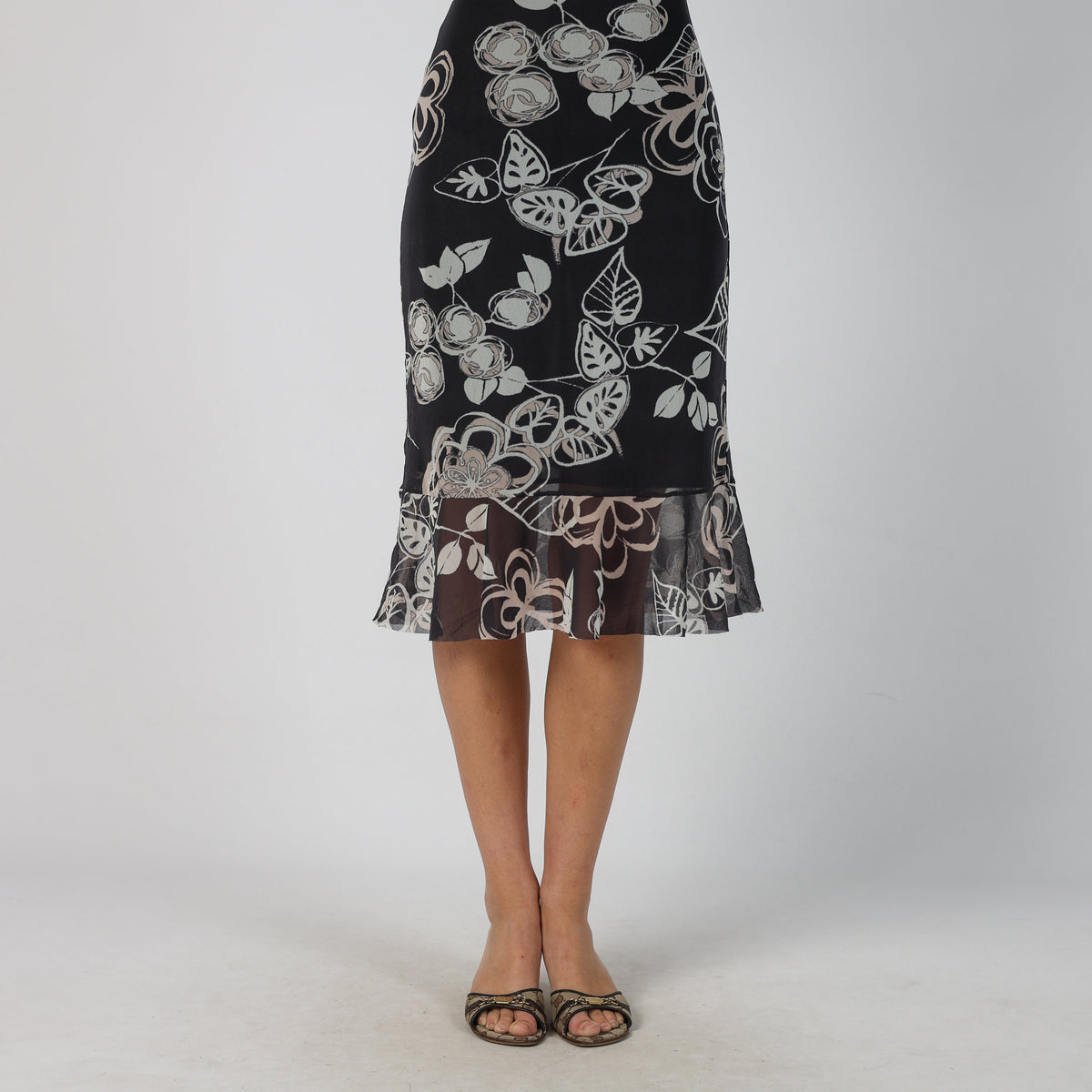Black Y2K PennyPull Woven Midi Dress (S)