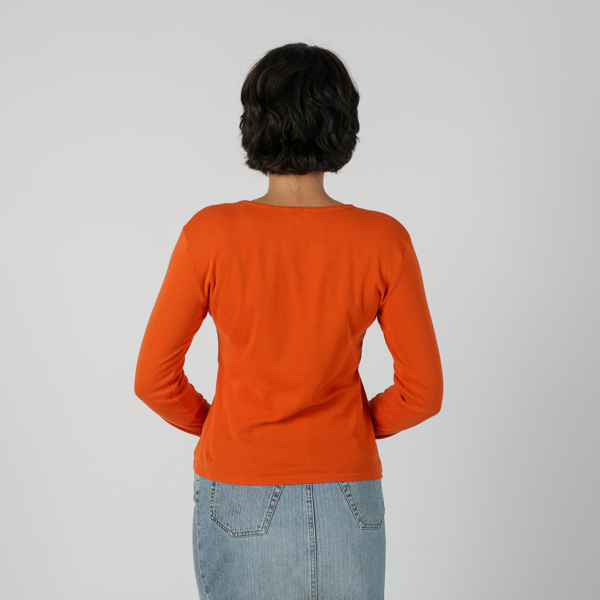 Orange Y2K United Colors of Benetton Long Sleeve Top (M)