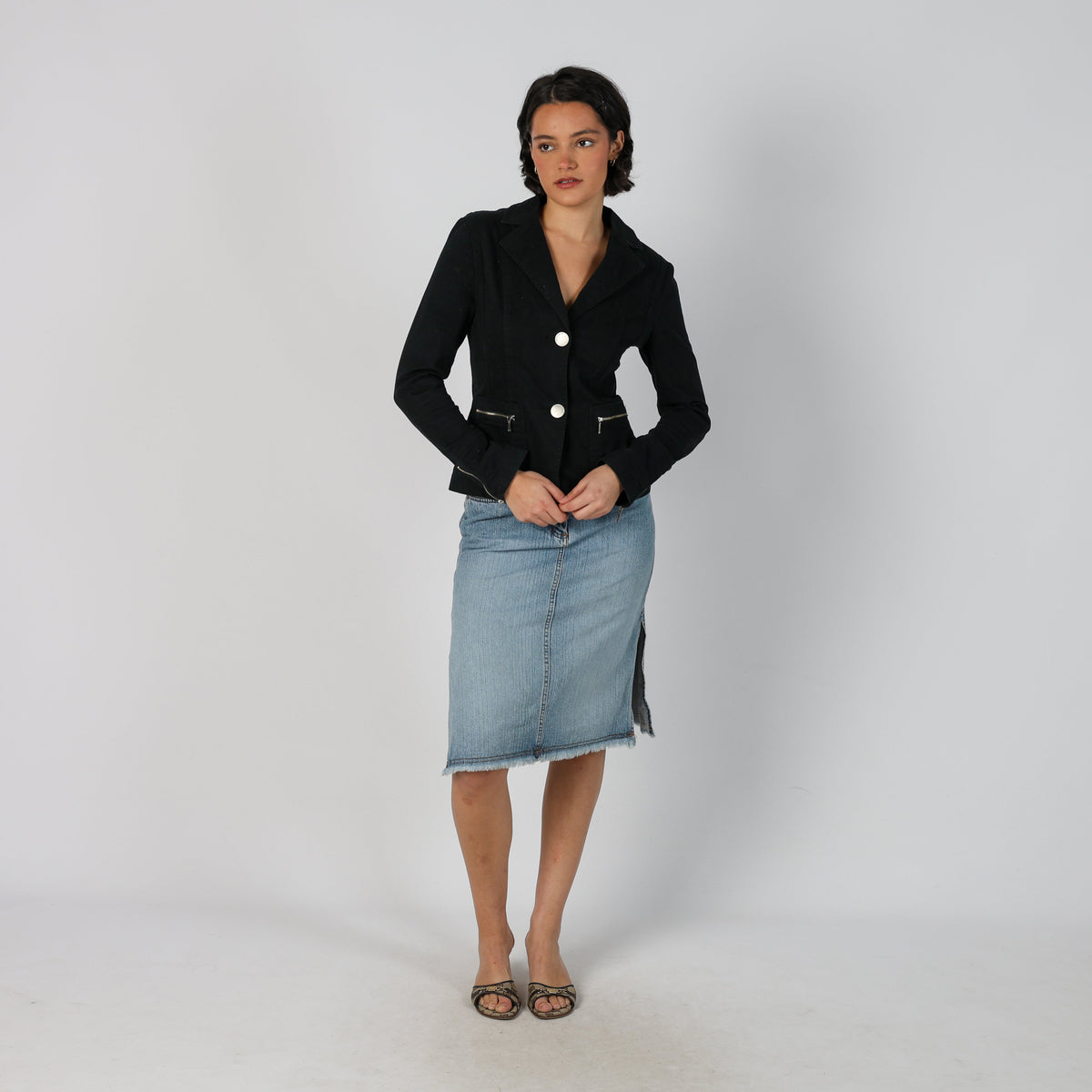 Blue Y2K Kookai Denim Midi Skirt (S)