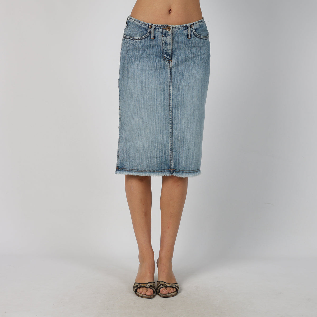 Blue Y2K Kookai Denim Midi Skirt (S)