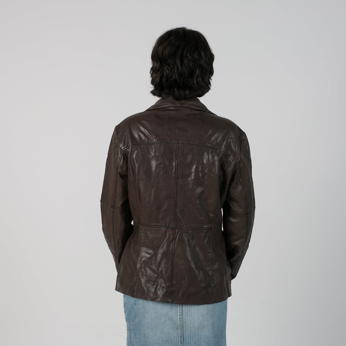 Brown Y2K Best Connections Leather Jacket Real Leather (L)
