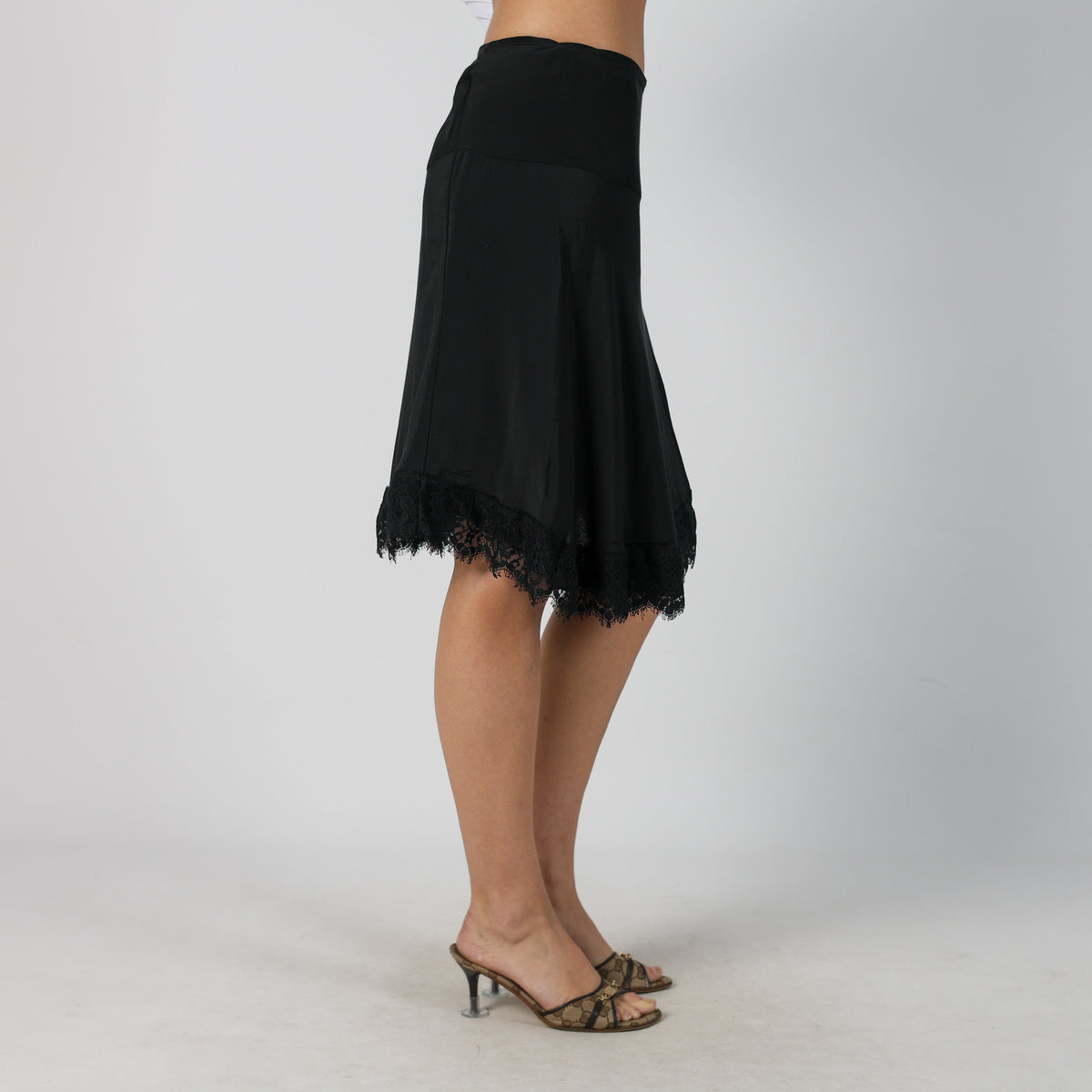 Black Y2K Made in Italy Woven Midi Skirt (L)