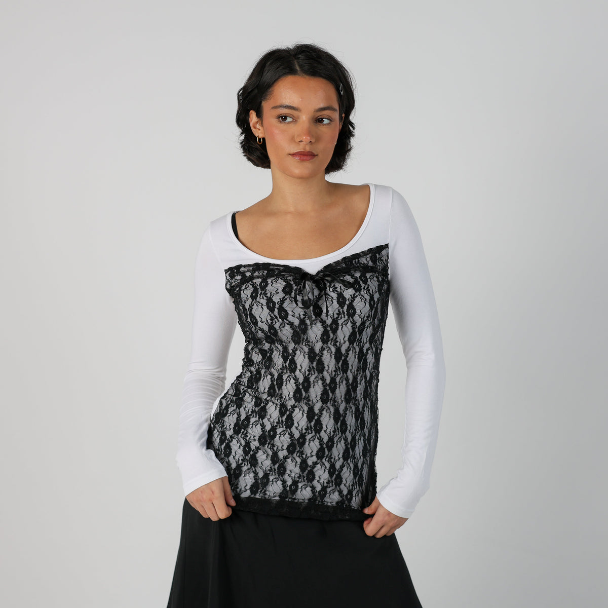 White Y2K Made in Italy Long Sleeve Top Bambolina (S)
