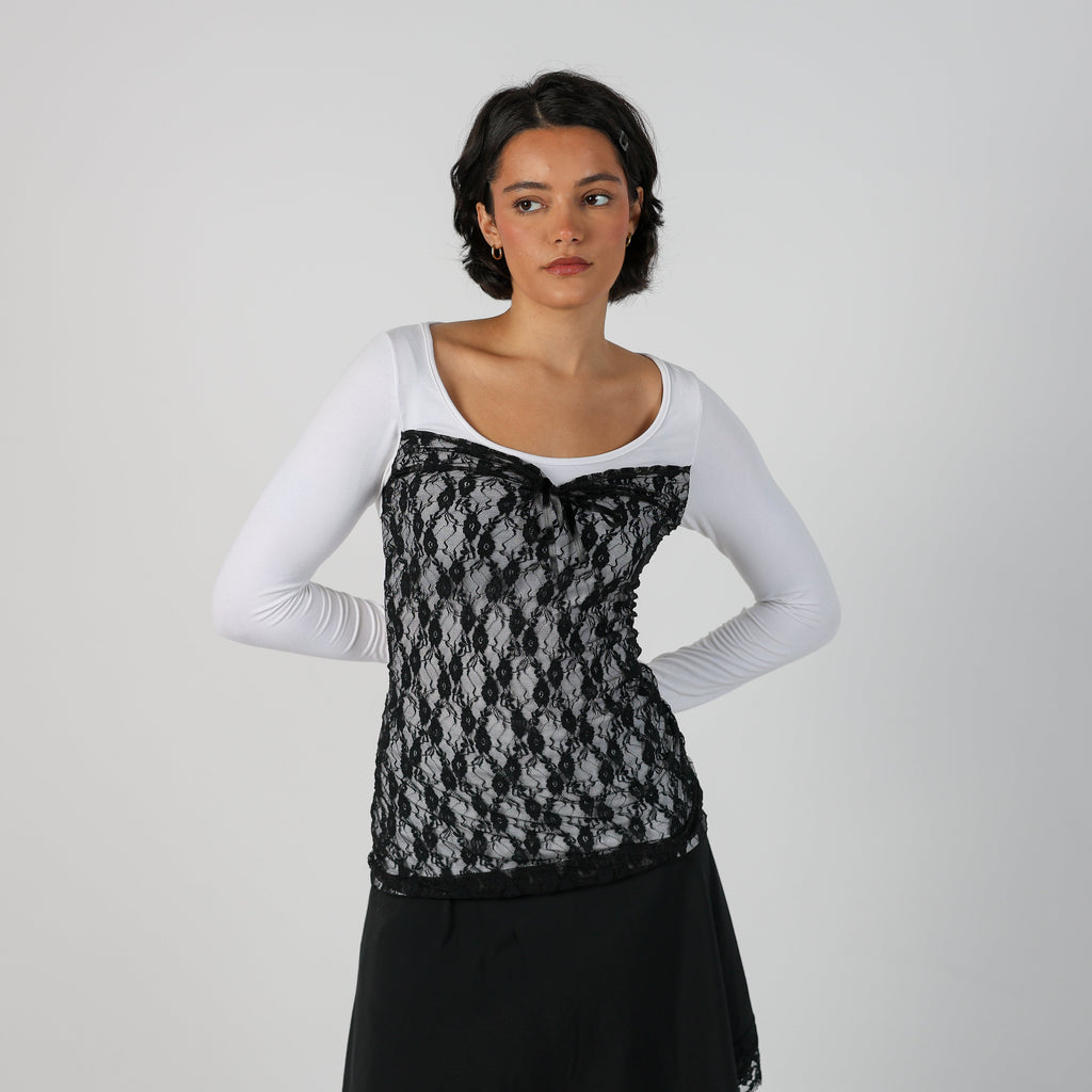 White Y2K Made in Italy Long Sleeve Top Bambolina (S)