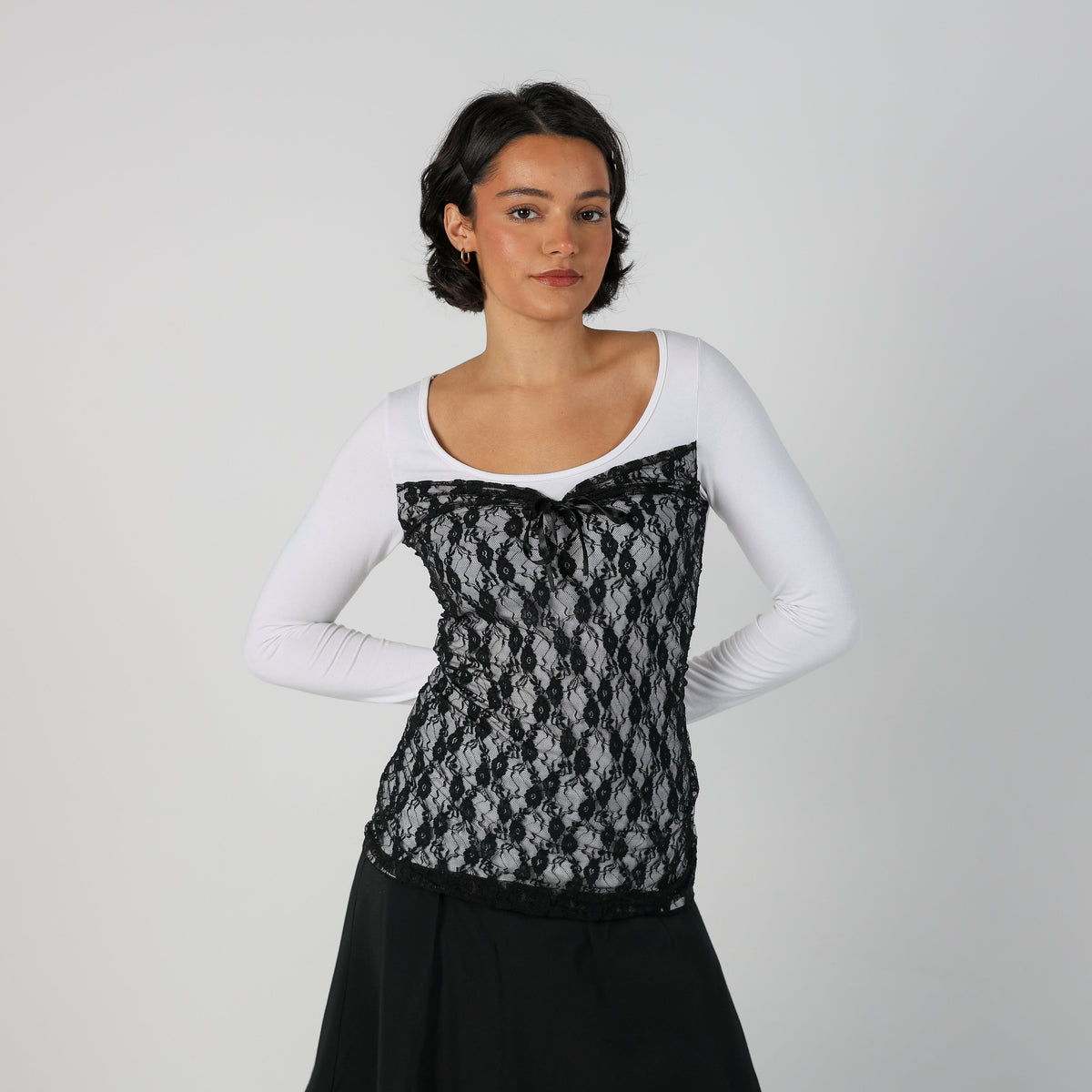 White Y2K Made in Italy Long Sleeve Top Bambolina (S)