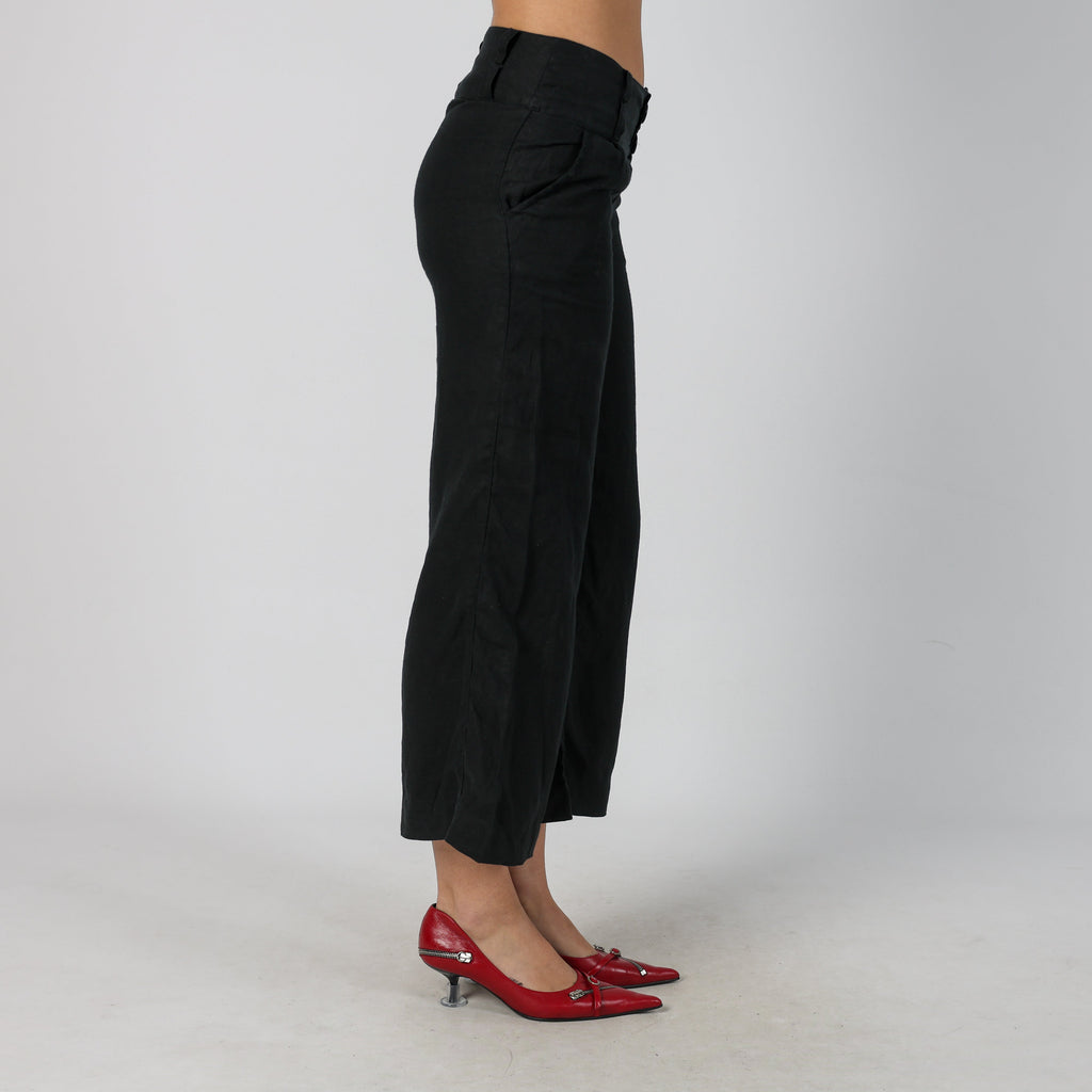 Black Y2K Sisley Linen Trousers (S)