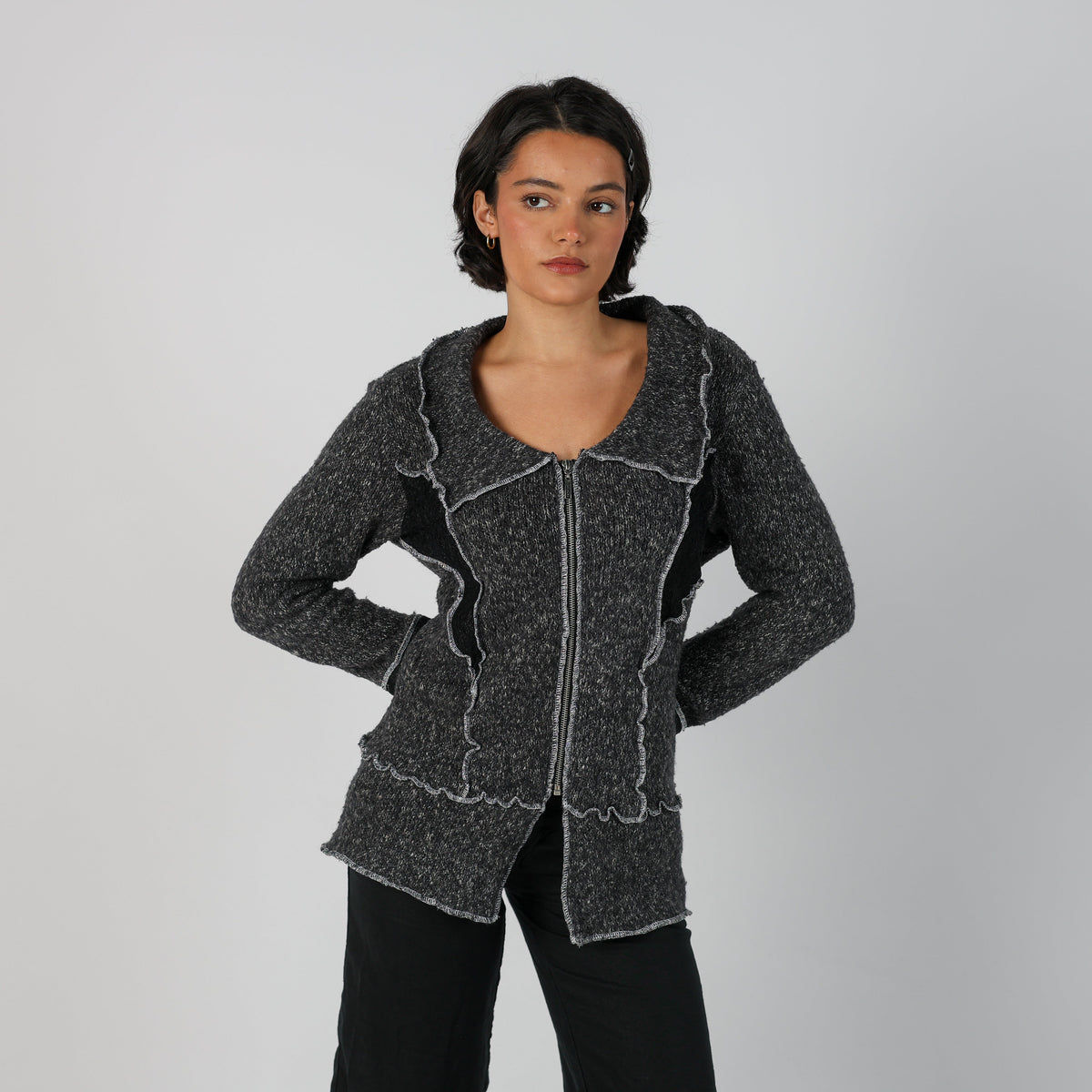 Grey Y2K Knitted Jumper Ginalaura (M)