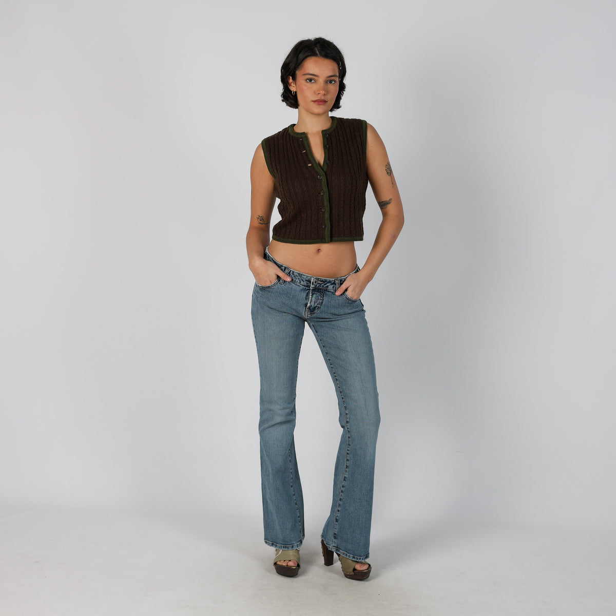 Blue Y2K Silver Bootcut Jeans (M)