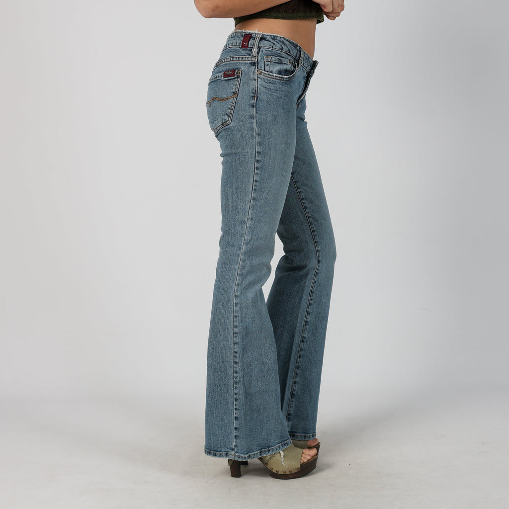 Blue Y2K Silver Bootcut Jeans (M)