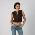 Brown Y2K Knitted Vest (S)