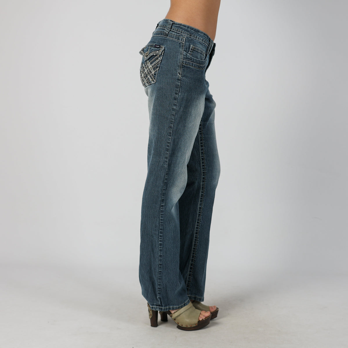 Blue Y2K Angels Bootcut Jeans (M)