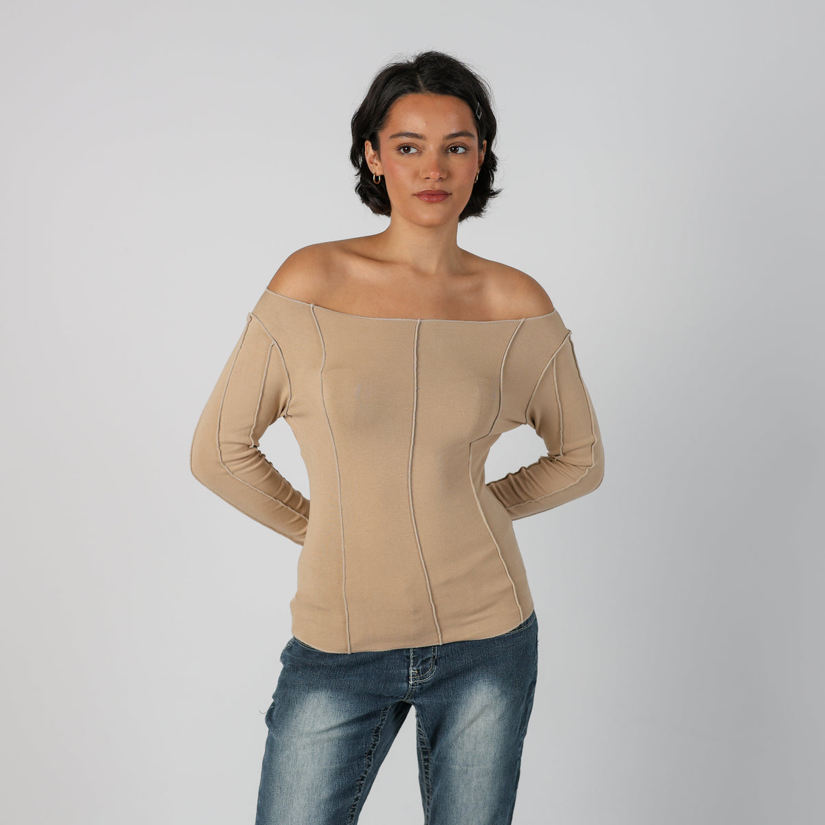 Beige Y2K Long Sleeve Top Millane (S)