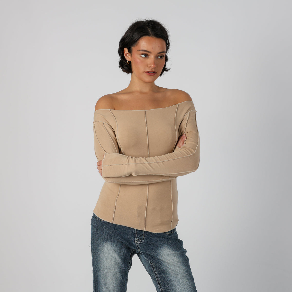 Beige Y2K Long Sleeve Top Millane (S)