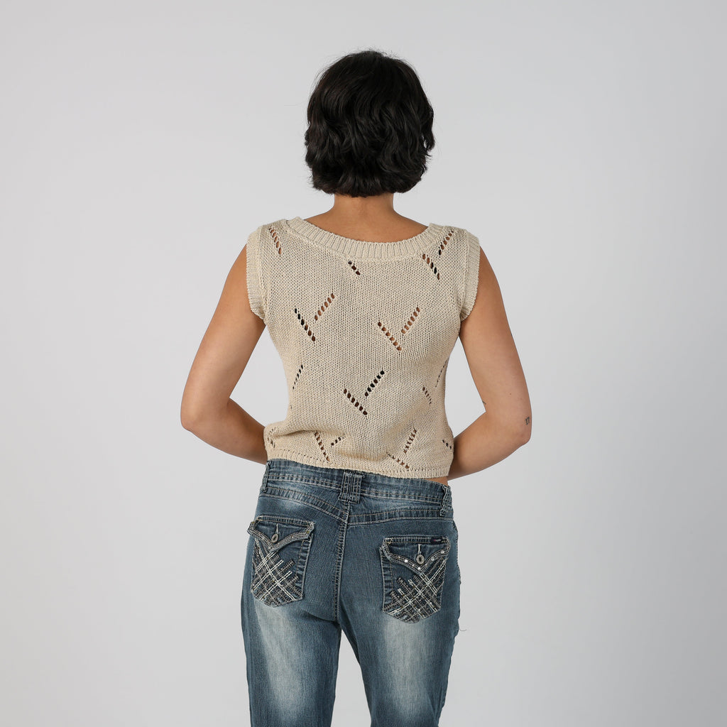 Beige Y2K Exte Knitted Vest (S)