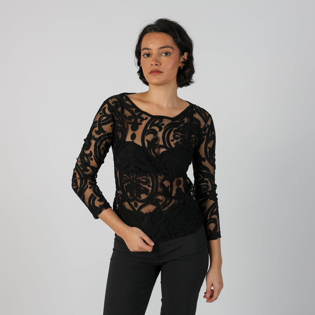 Black Y2K Mesh Top (S)