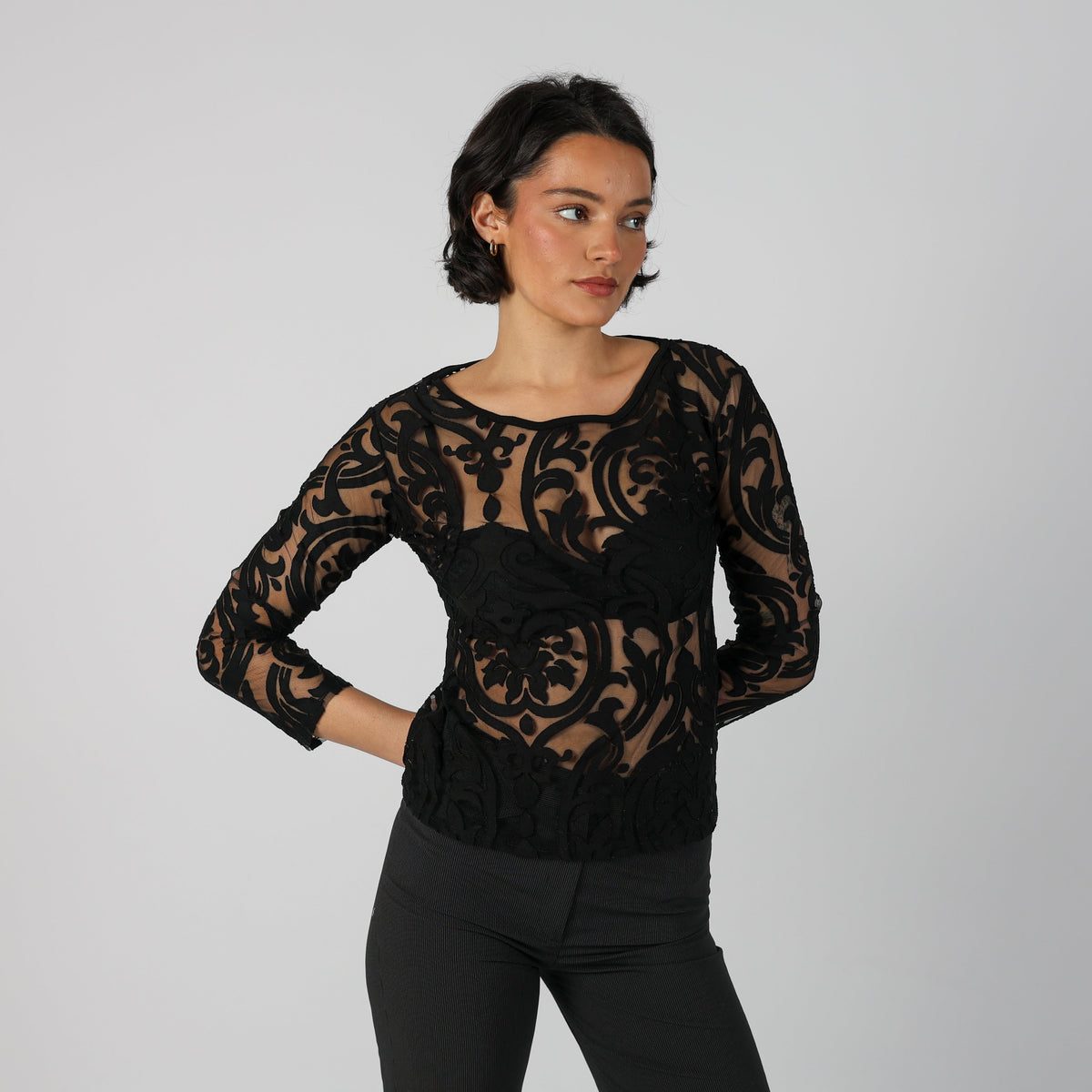 Black Y2K Mesh Top (S)
