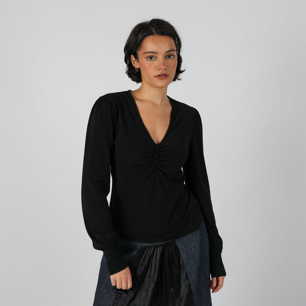 Black Y2K Niama Long Sleeve Top (S)
