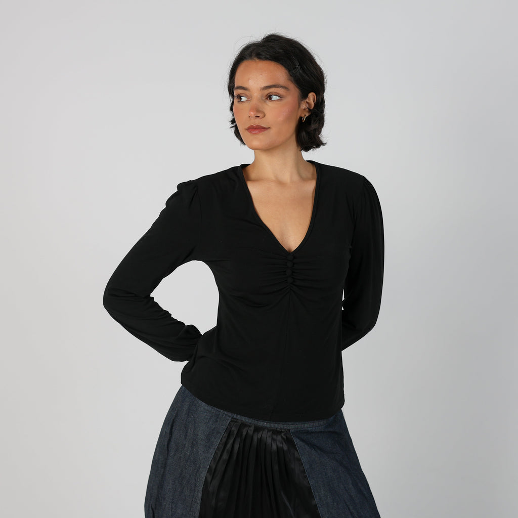 Black Y2K Niama Long Sleeve Top (S)