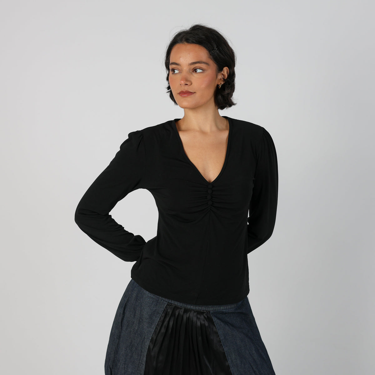 Black Y2K Niama Long Sleeve Top (S)