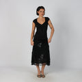 Black Y2K Made in Italy Woven Maxi Skirt (M)