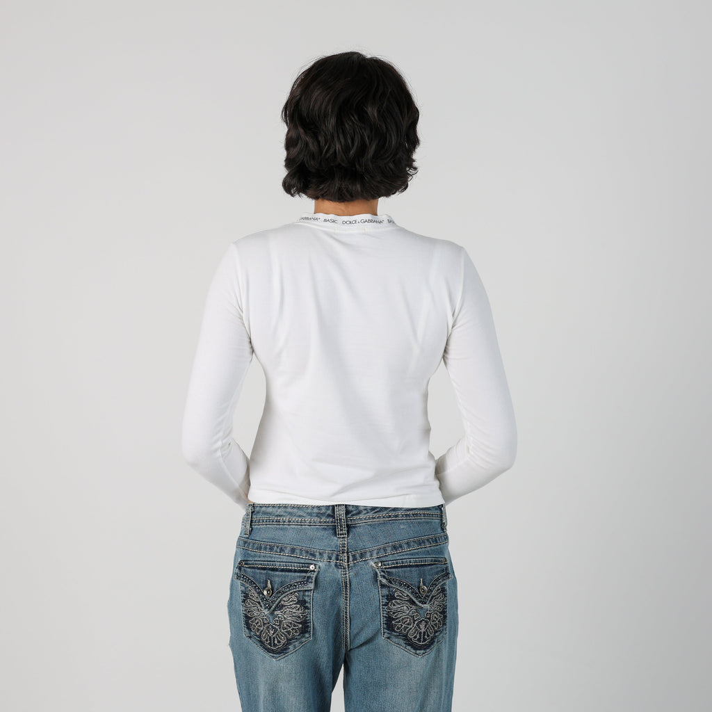 White Y2K Dolce & Gabbana Long Sleeve Top (S)