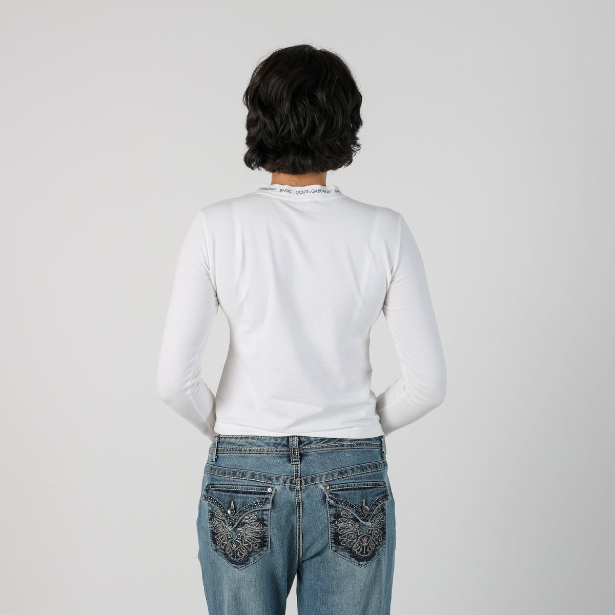 White Y2K Dolce & Gabbana Long Sleeve Top (S)