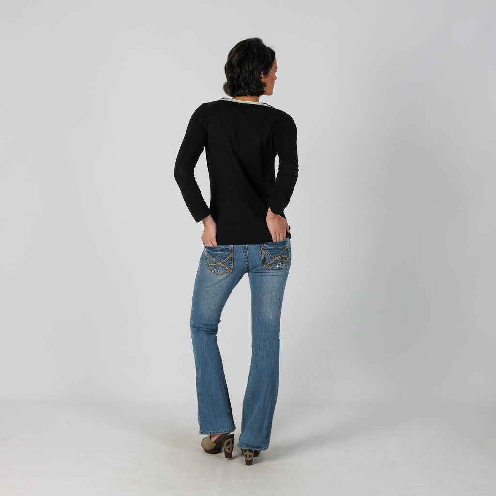Blue Y2K Bootcut Jeans Red Rivet (M)