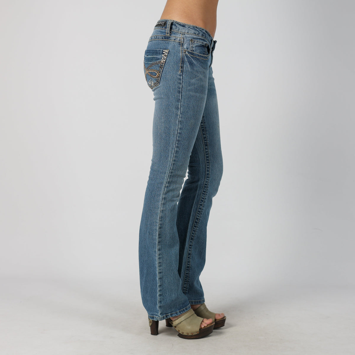 Blue Y2K Bootcut Jeans Red Rivet (M)