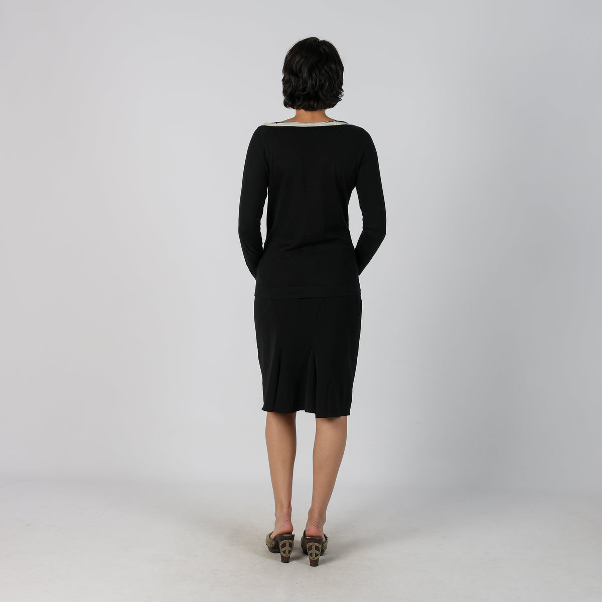 Black Y2K Armani Woven Midi Skirt (M)