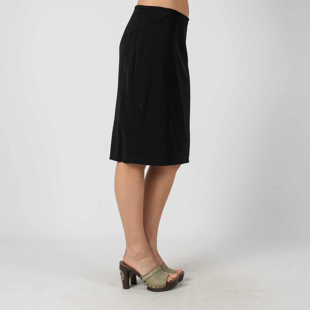 Black Y2K Armani Woven Midi Skirt (M)