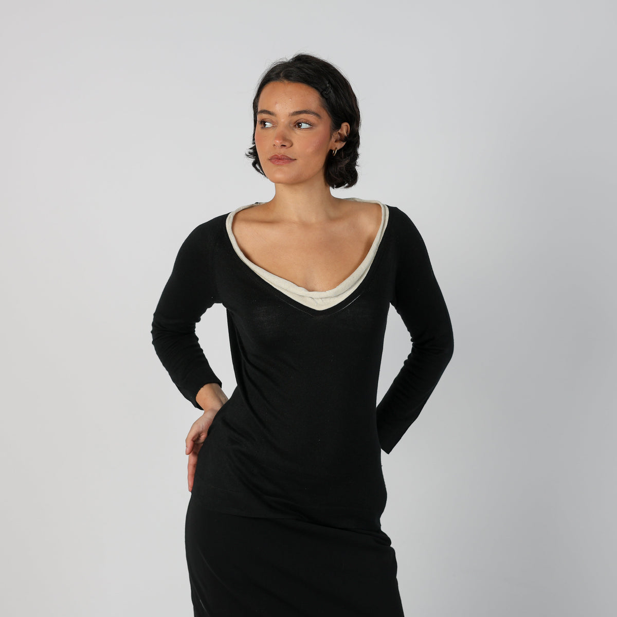 Black Y2K Max Mara Long Sleeve Top Fine knit (M)