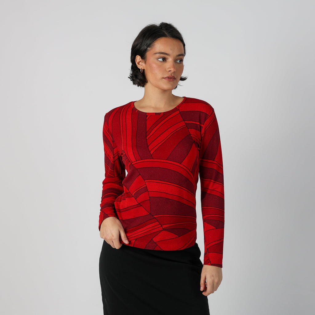 Red Y2K Energie Long Sleeve Top (S)