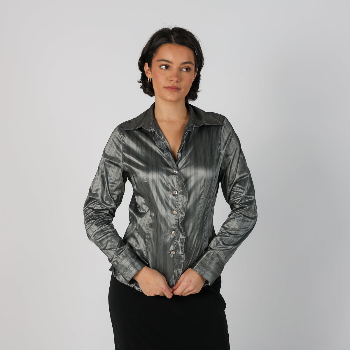 Silver Y2K Made in Italy Blouse (M)