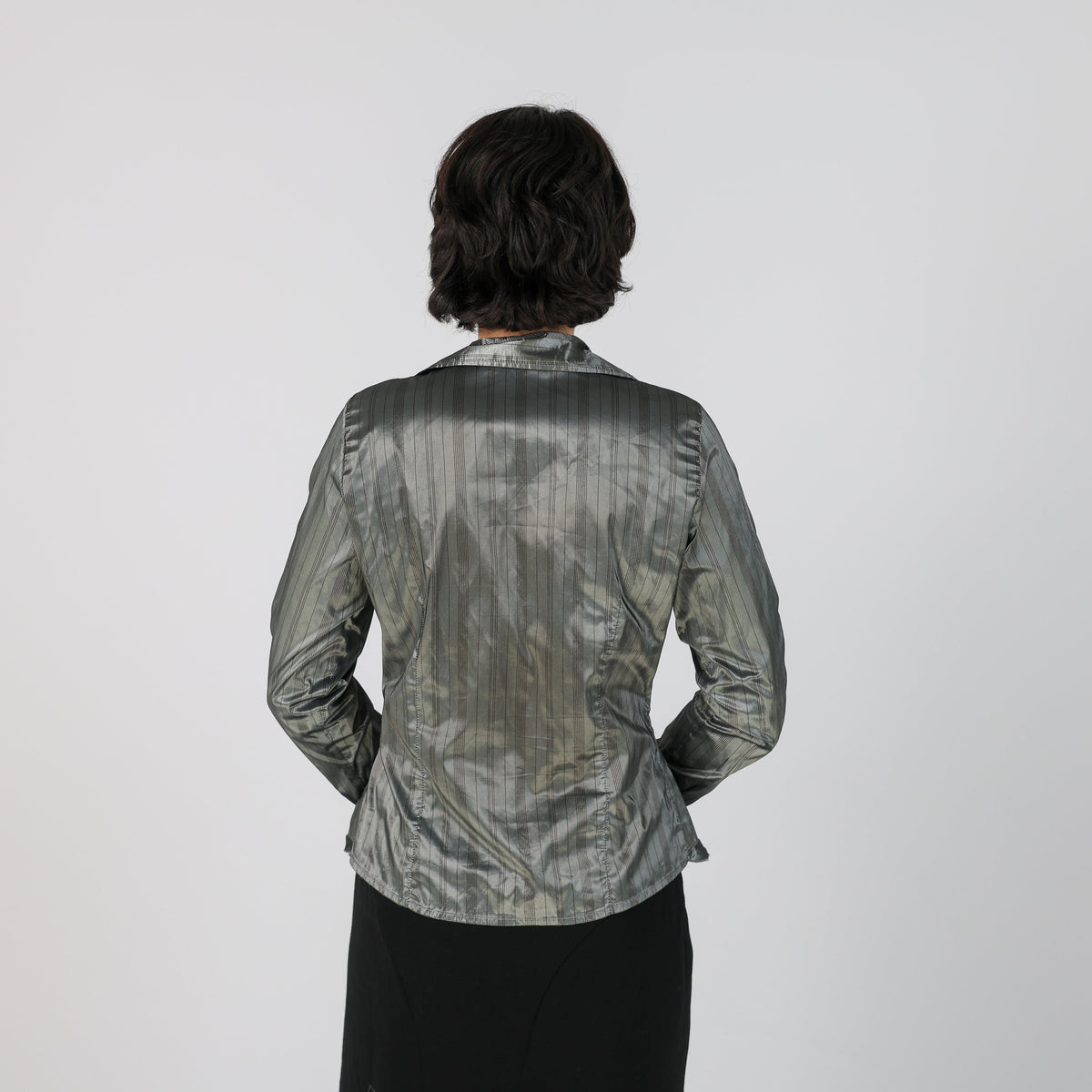 Silver Y2K Made in Italy Blouse (M)