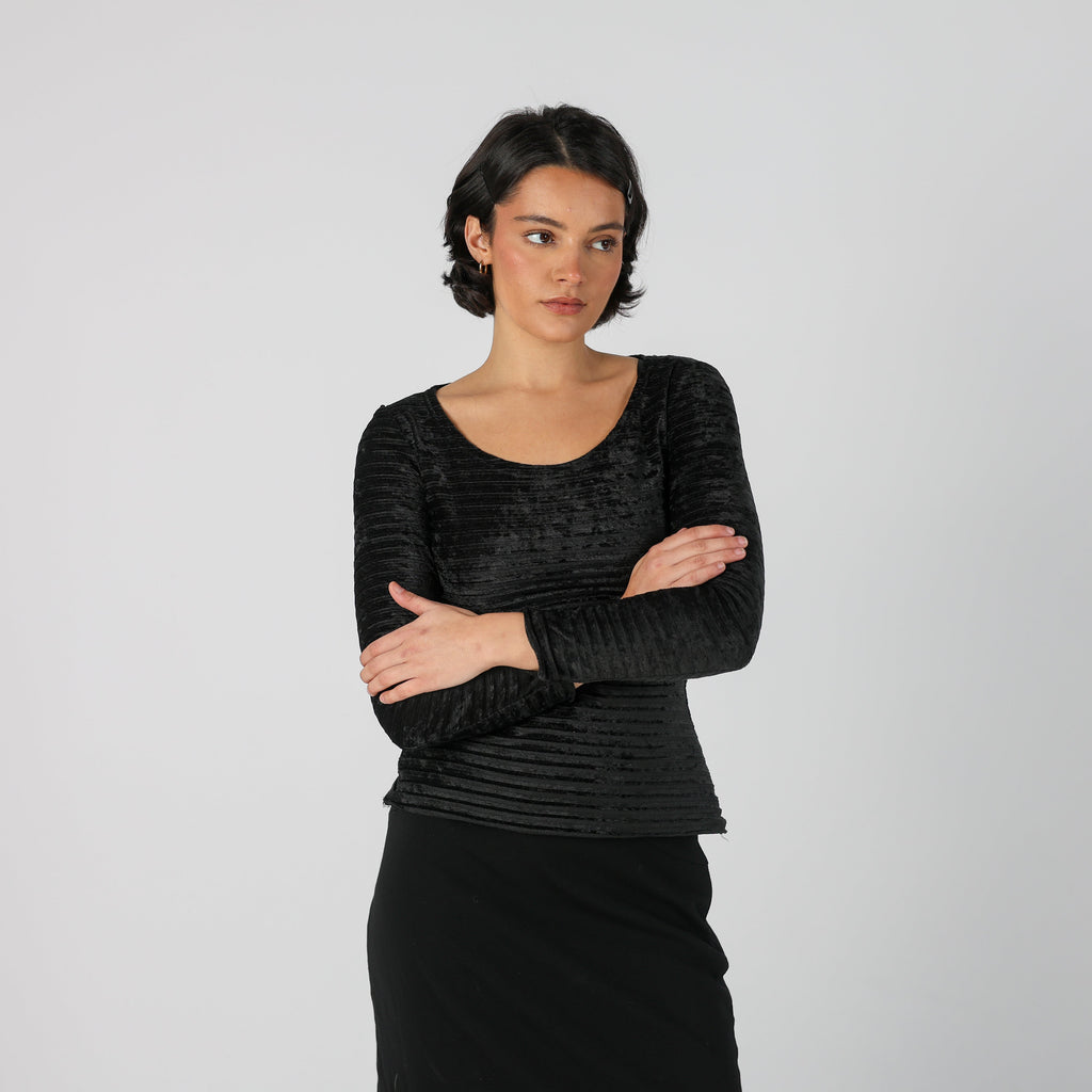 Black Y2K Avant Long Sleeve Top (S)
