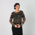 Black Y2K Wiya Long Sleeve Top Beaded (M)