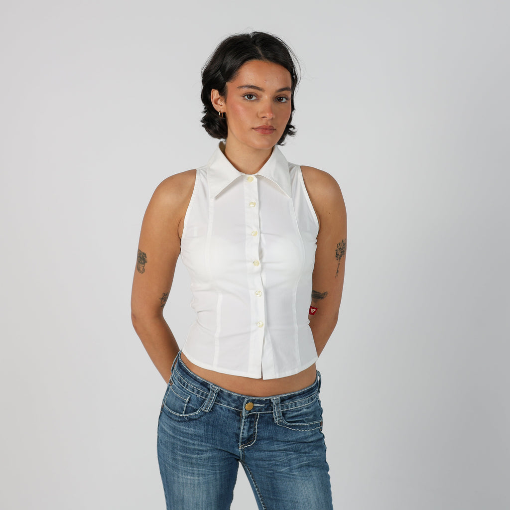 White Y2K Guess Blouse (XS)