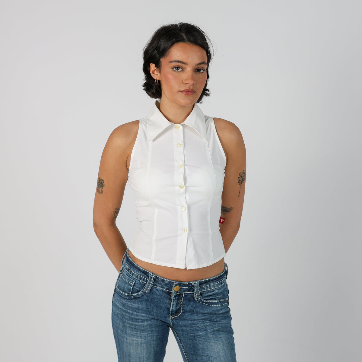 White Y2K Guess Blouse (XS)