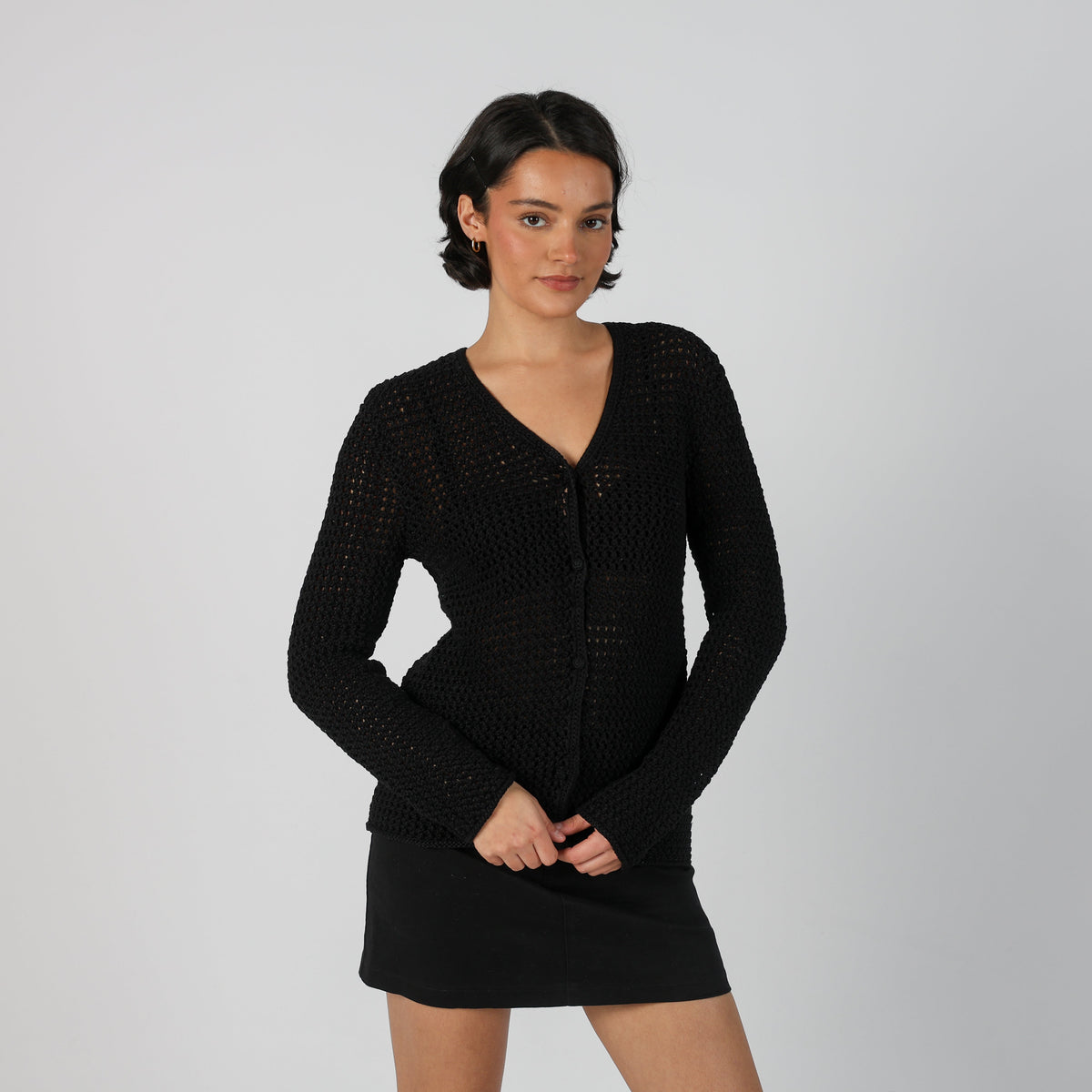 Black Y2K Lauren Ralph Lauren Cardigan Chunky knit (M)