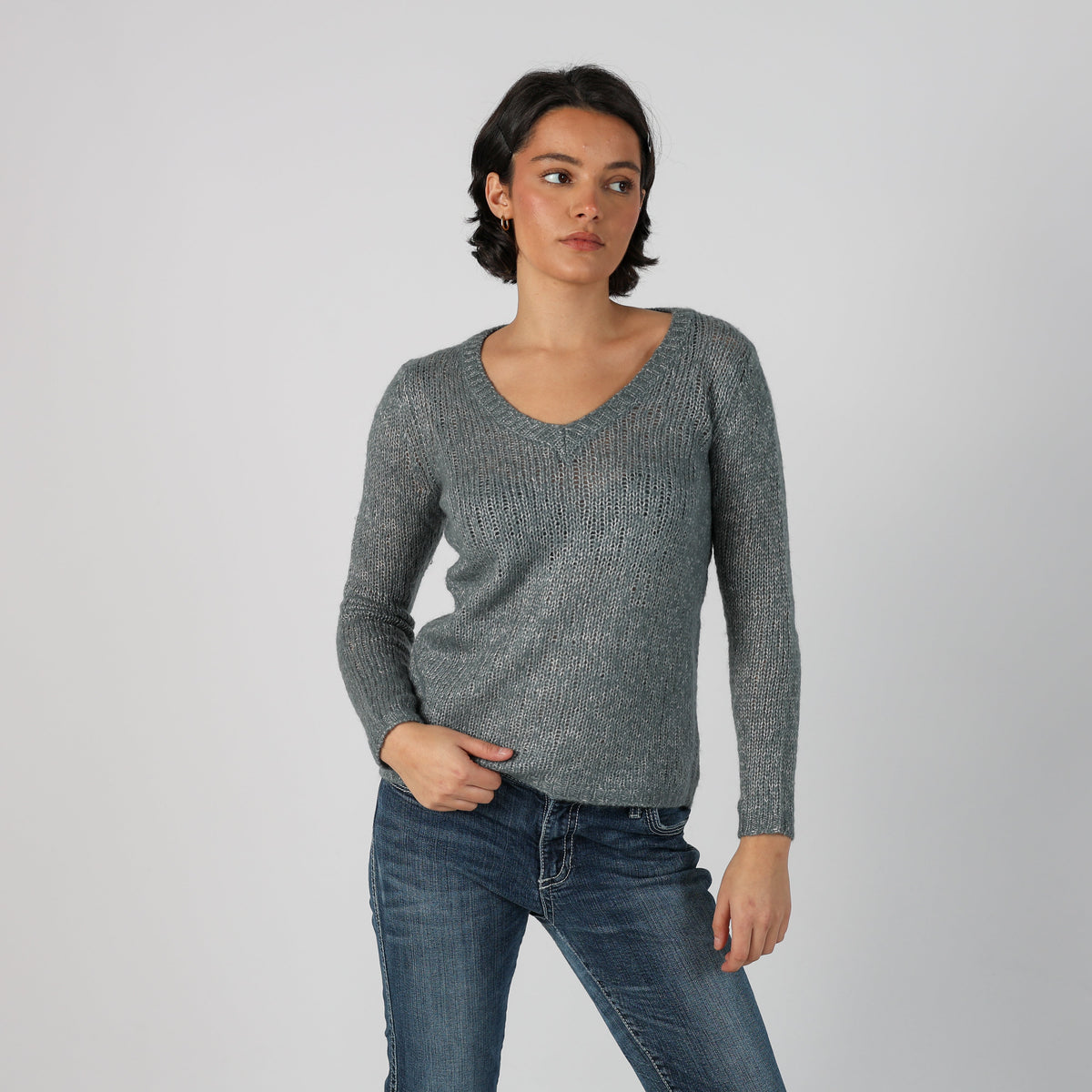 Light Grey Y2K Fred Perry Knitted Jumper (M)
