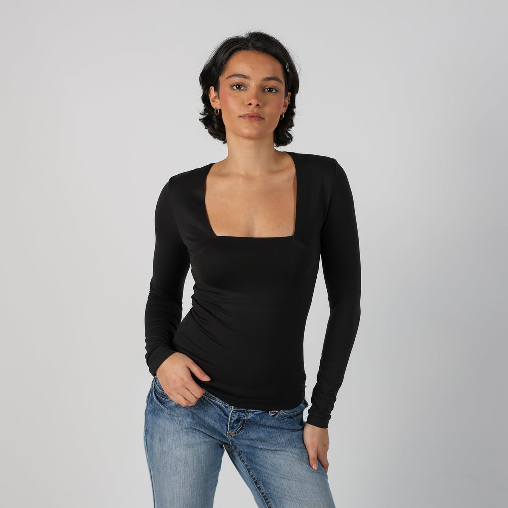 Black Y2K Habana Long Sleeve Top (XS)