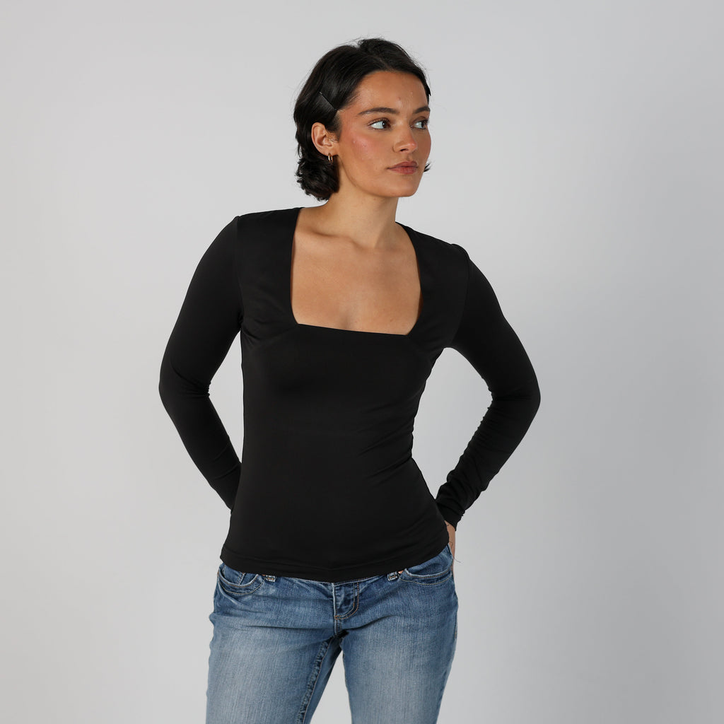 Black Y2K Habana Long Sleeve Top (XS)