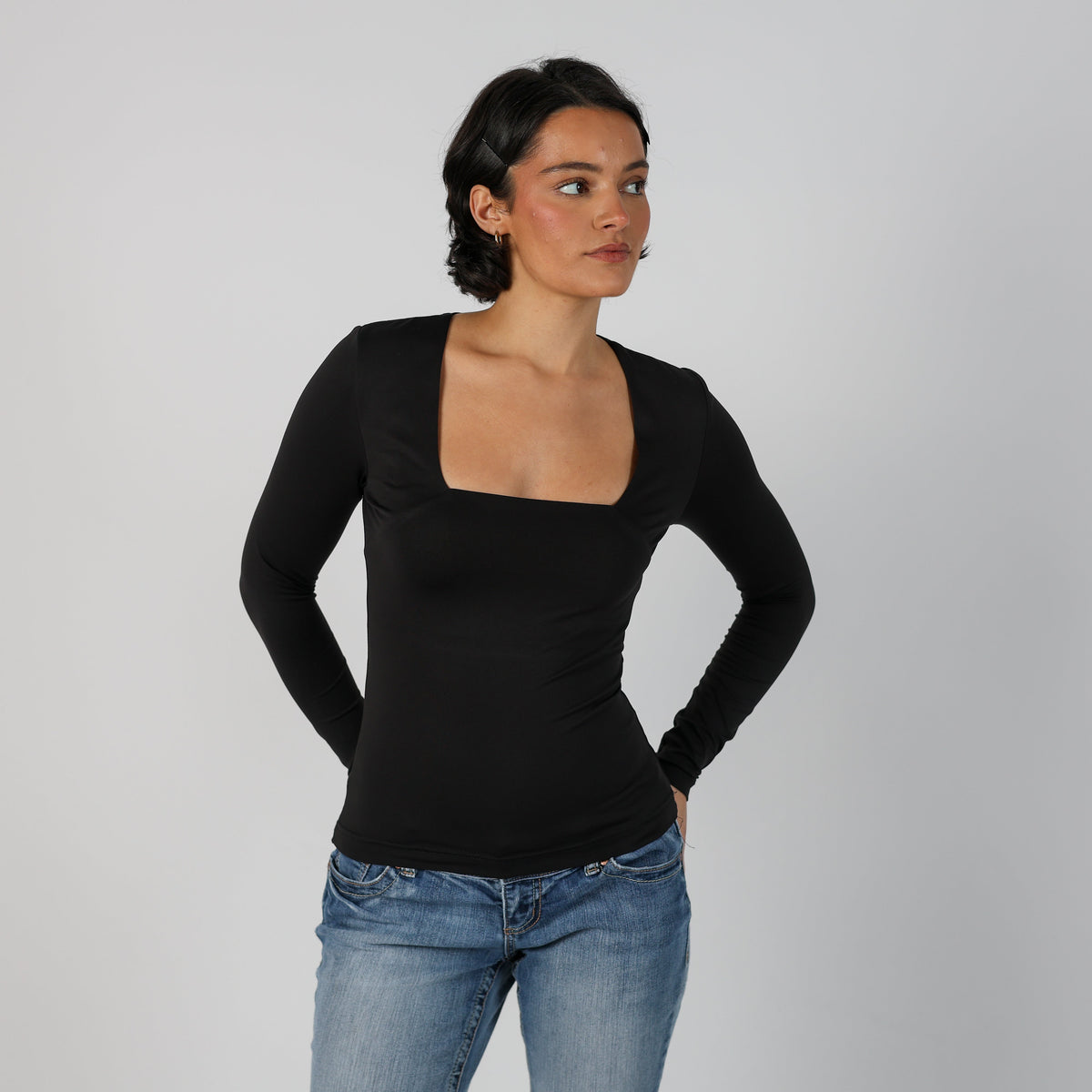 Black Y2K Habana Long Sleeve Top (XS)