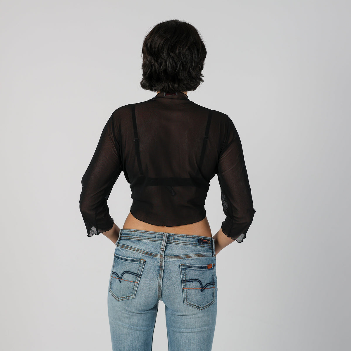 Black Y2K Made in Italy Mesh Cardigan (XS)