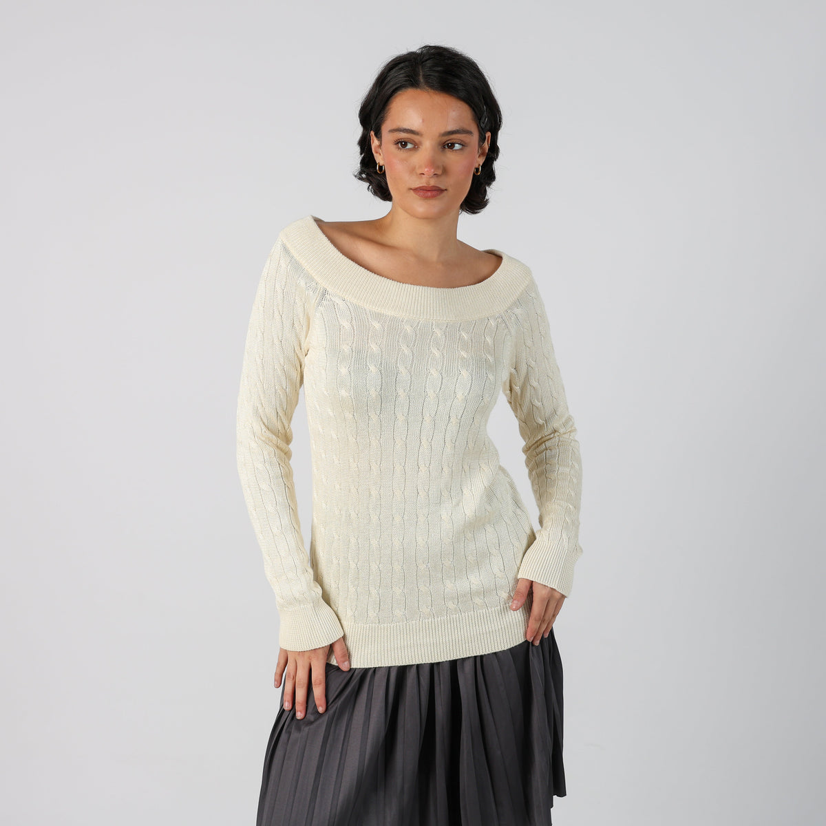 Cream Y2K Lauren Ralph Lauren Knitted Jumper (S)