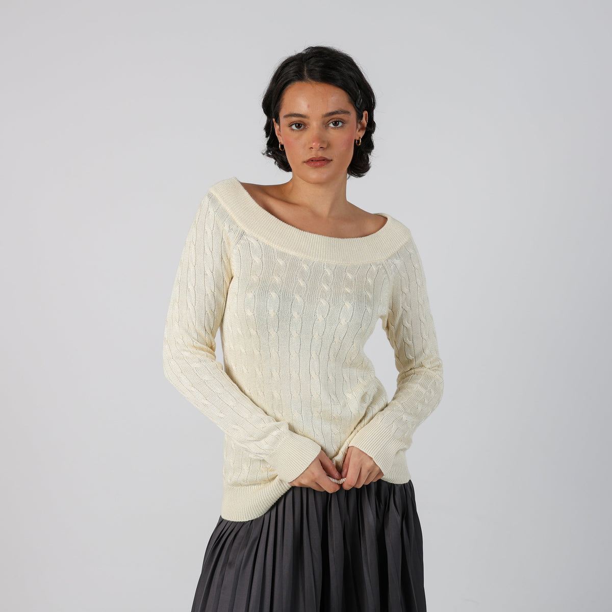 Cream Y2K Lauren Ralph Lauren Knitted Jumper (S)